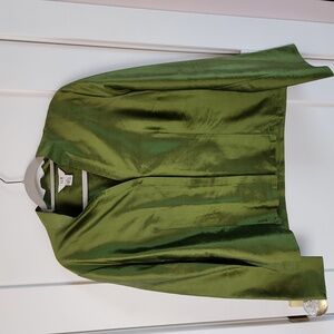 Green Silk button down blouse sz XL